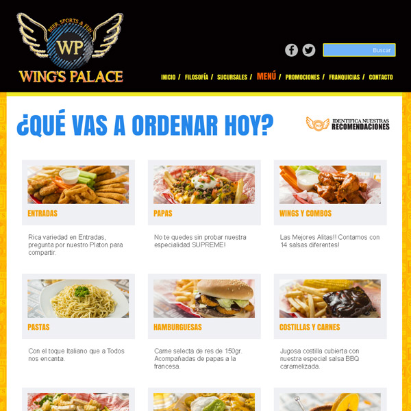 Menu Wings Palace